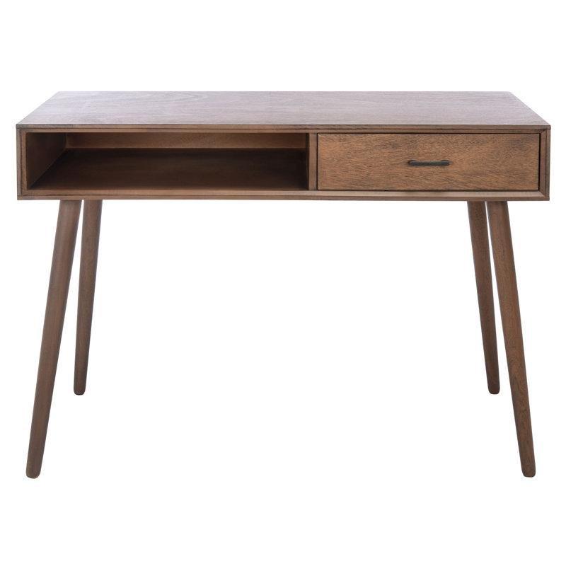 Beyaz Masif Çam ve MDF Ahşap Çekmeceli Raflı Vintage Çalışma Masası - 107x51 cm - 234196