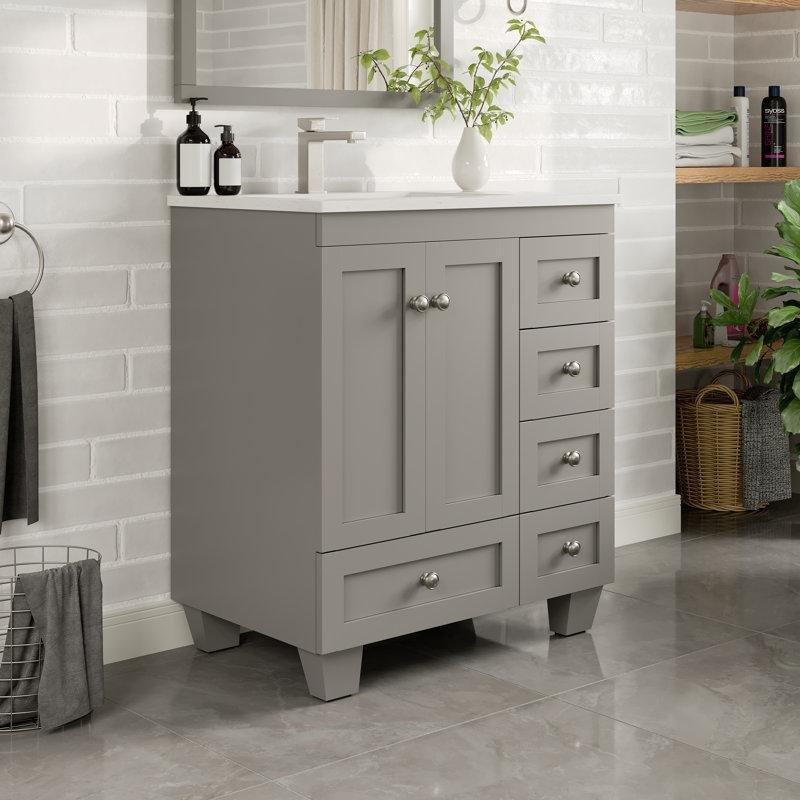 Beyaz Masif Huş Ağacı Carrara Mermer Tezgahlı Yavaş Kapanır Çekmeceli Banyo Lavabo Dolabı - 72 cm - 201289