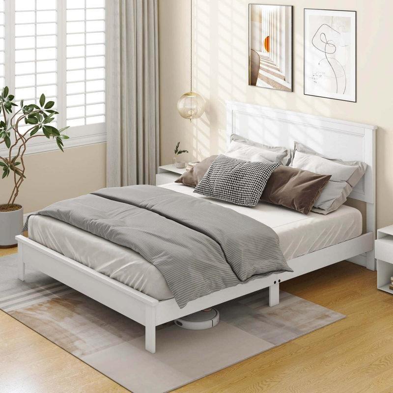 Beyaz Masif Kauçuk Ağacı Yüksek Başlıklı Latalı Bohem Karyola - 161x210 cm - 181690