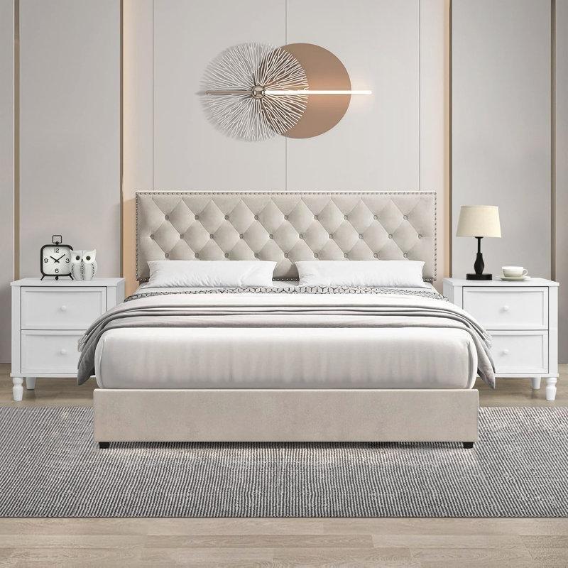 Beyaz Masif Profilli İki Çekmeceli Ahşap Komodin - 49 cm - 223145