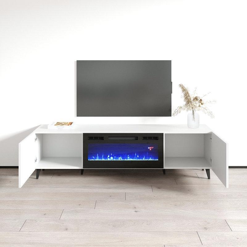 Beyaz Mat Suntalam Elektrikli Şömineli TV Ünitesi - 181 cm - 221094