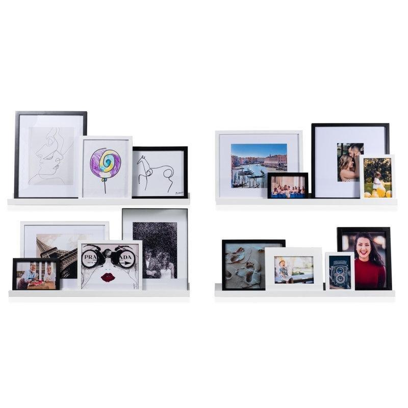 Beyaz MDF 4lü Set Çerçeve Duvar Rafı - 44 cm - 179586