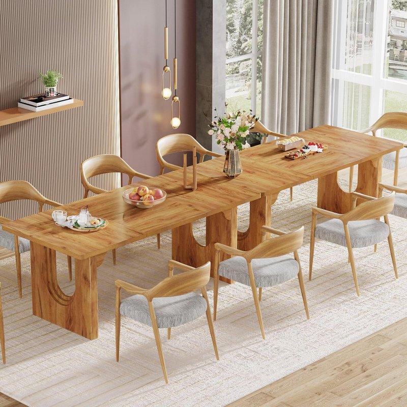 Beyaz MDF Çift Ayaklı 8 Kişilik Bohem Yemek Masası - 181x80 cm - 237573