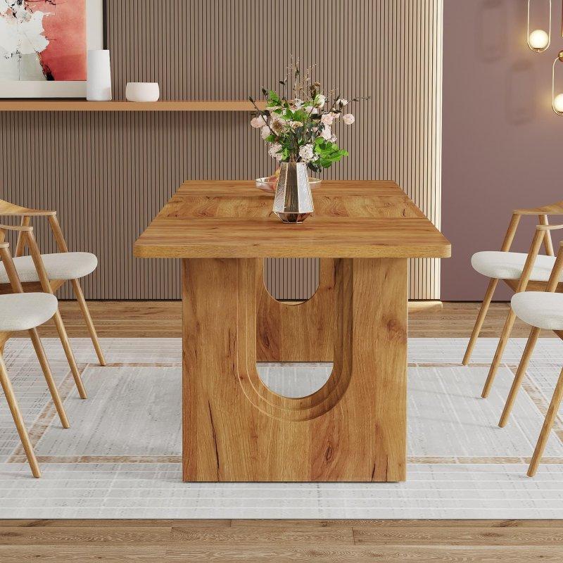 Beyaz MDF Çift Ayaklı 8 Kişilik Bohem Yemek Masası - 181x80 cm - 237573
