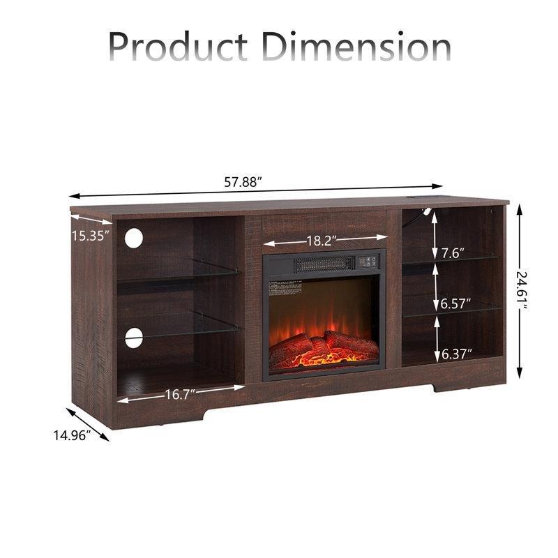 Beyaz MDF Elektrikli Şömineli LED Işıklı USB Portlu Tv Ünitesi - 148 cm - 221026