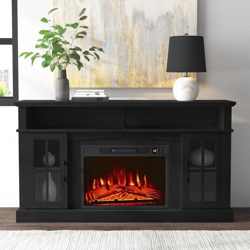 Beyaz MDF Elektrikli Şömineli TV Ünitesi - 148 cm - 221595
