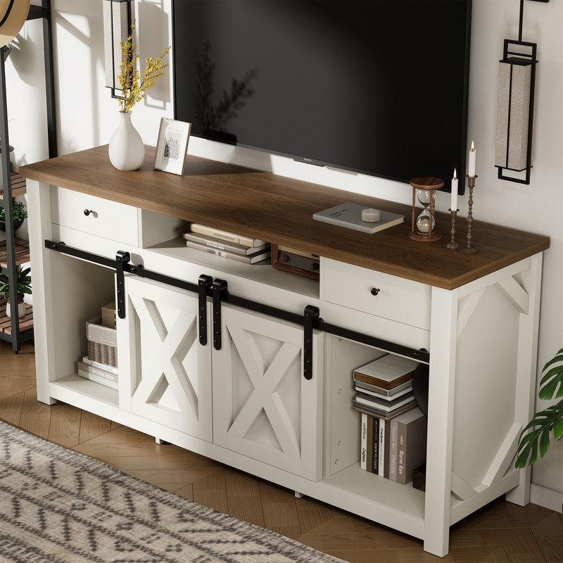 Beyaz MDF Elmas Desenli Sürgülü Kapaklı Elektrikli Şömineli Tv Ünitesi - 150 cm - 221303