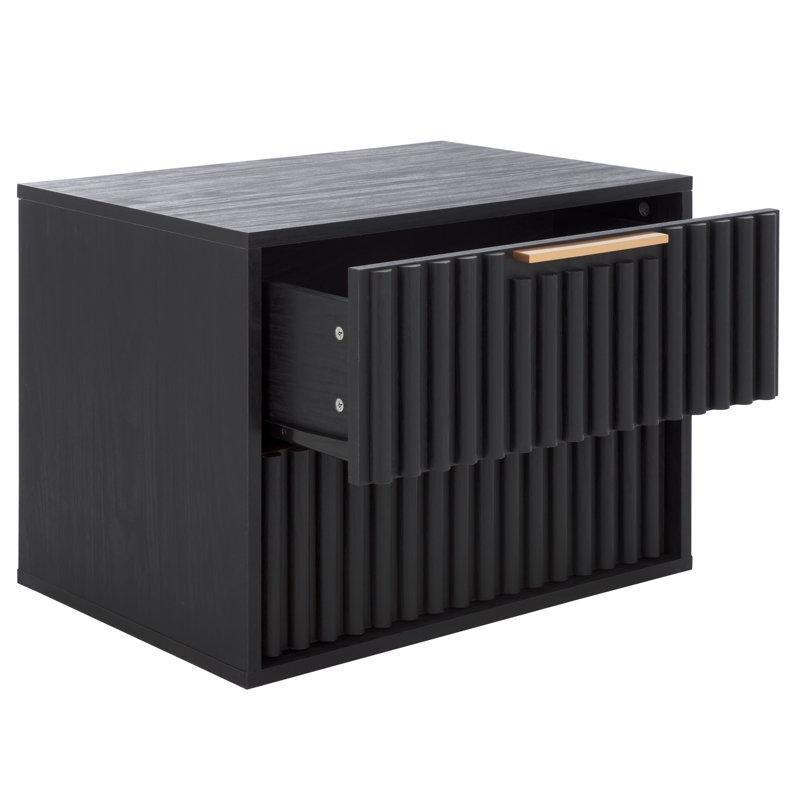 Beyaz MDF Fitilli İki Çekmeceli Duvara Monte Komodin - 57 cm - 224398