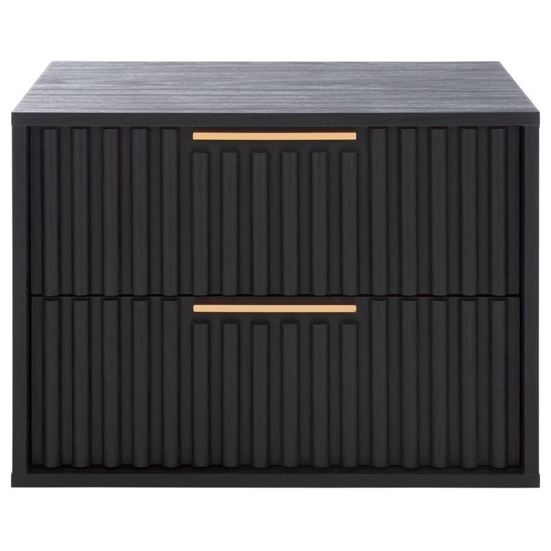 Beyaz MDF Fitilli İki Çekmeceli Duvara Monte Komodin - 57 cm - 224398