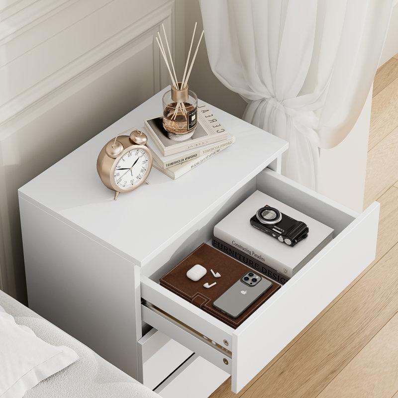 Beyaz MDF Üç Çekmeceli Komodin - 45 cm - 223294