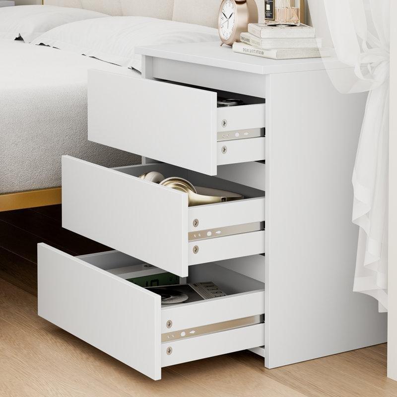 Beyaz MDF Üç Çekmeceli Komodin - 45 cm - 223294