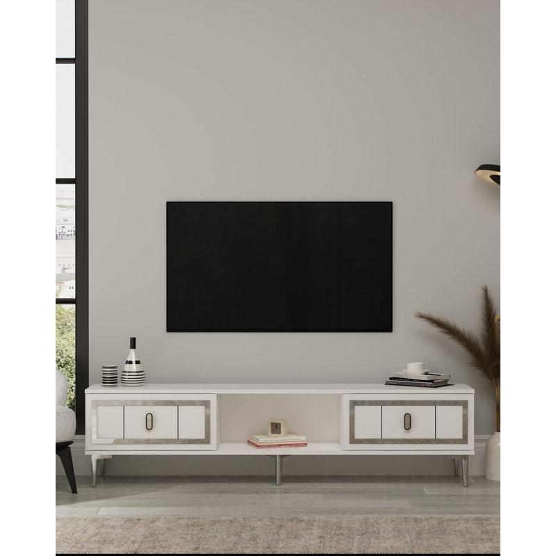 Beyaz Melamin Kaplı Yonga Levha Duvara Monte Edilebilir Tv Ünitesi - 150 cm - 219979