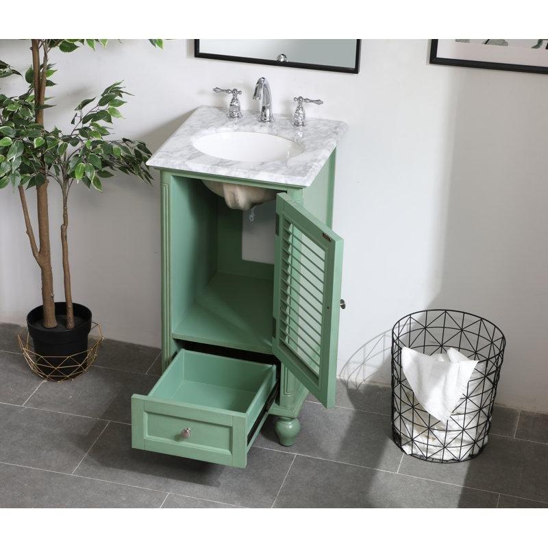 Beyaz Mermer Tezgahlı Kauçuk Ağacı Çekmeceli Ayaklı Banyo Lavabo Dolabı - 49 cm - 199145