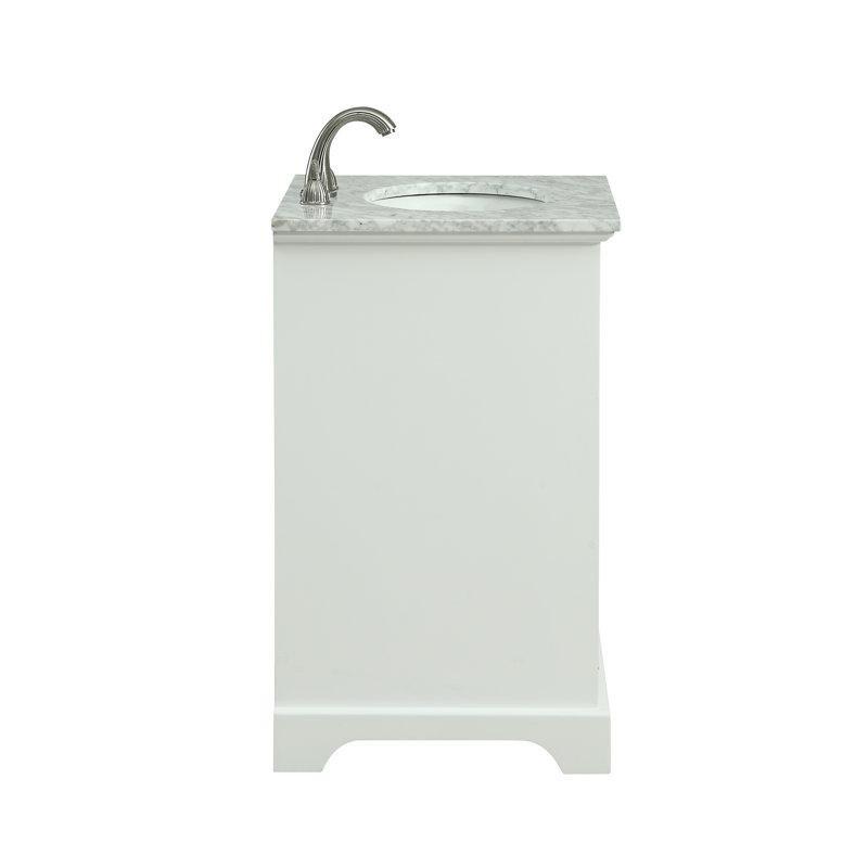 Beyaz Mermer Tezgahlı Yavaş Kapanır Kapaklı Masif Ahşap Banyo Lavabo Dolabı - 61 cm - 200642