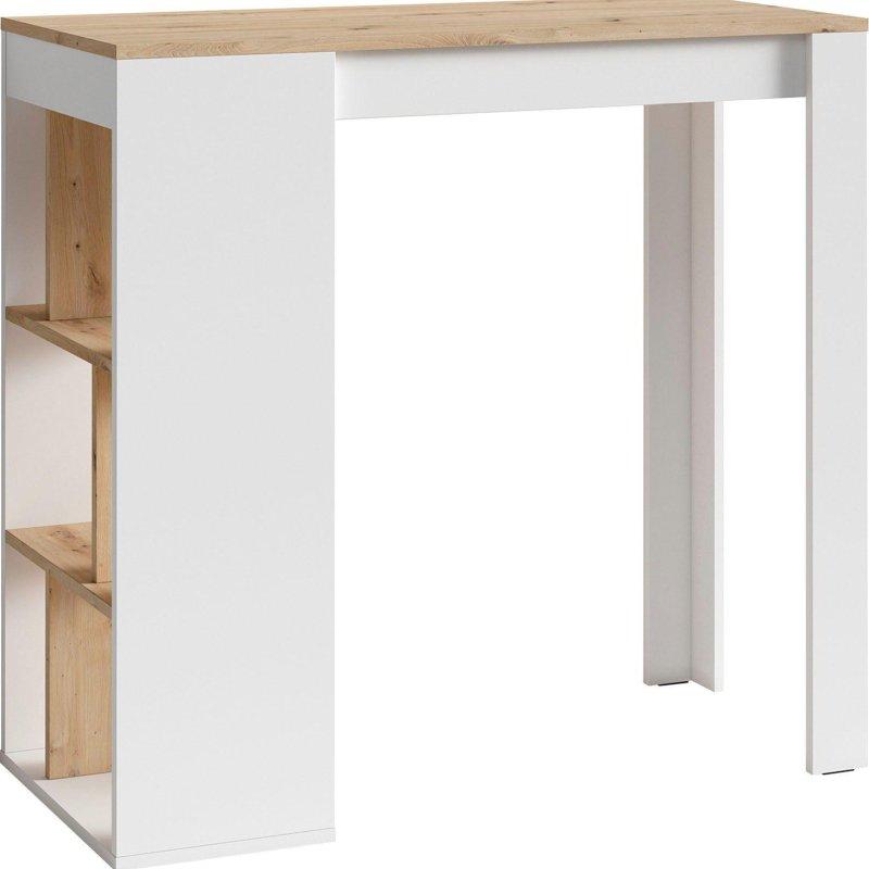 Beyaz Meşe Endüstriyel Ahşap 6 Raflı Bar Masası - 110x50x104 cm - 232265