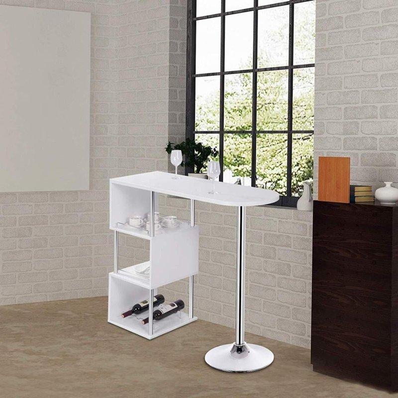 Beyaz Metal 3 Raflı Bar Masası - 113x40x105 cm - 232376