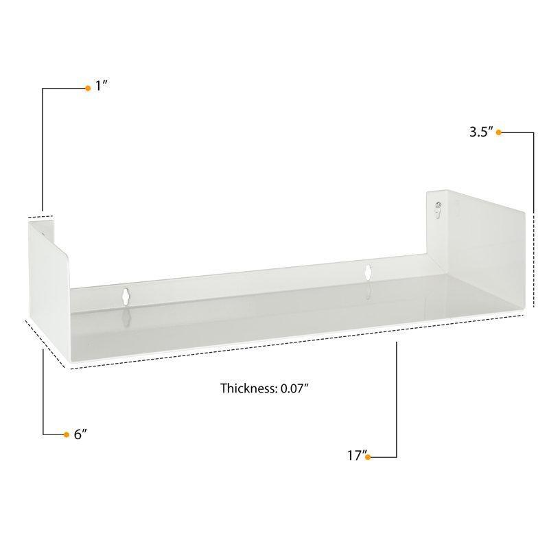Beyaz Metal 6lı Set Dikdörtgen Duvar Rafı - 44 cm - 180388