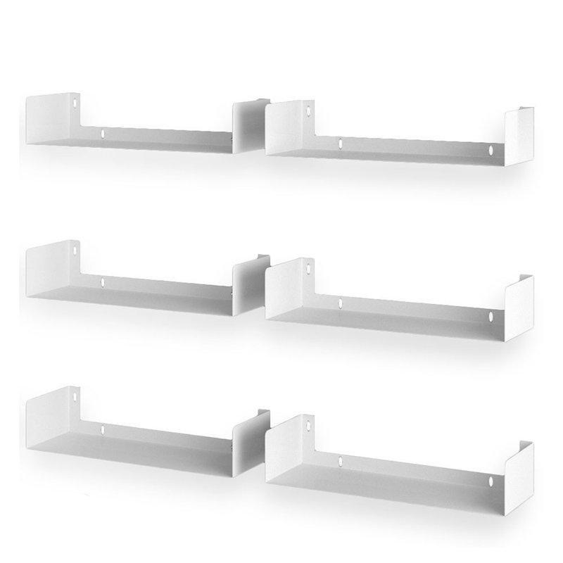 Beyaz Metal 6lı Set Dikdörtgen Duvar Rafı - 44 cm - 180388