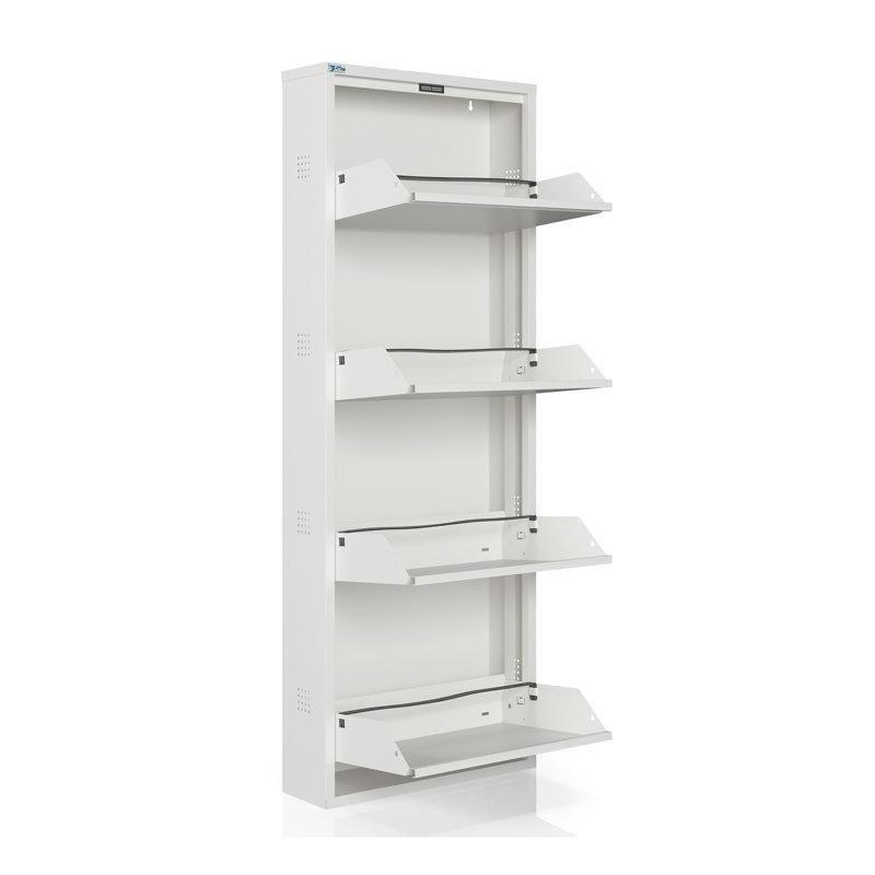 Beyaz Metal Antibakteriyel Düşer Kapaklı Duvara Monte Ayakkabılık - 136x50x15 cm - 230463