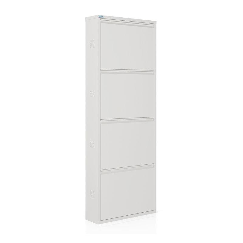 Beyaz Metal Antibakteriyel Düşer Kapaklı Duvara Monte Ayakkabılık - 136x50x15 cm - 230463