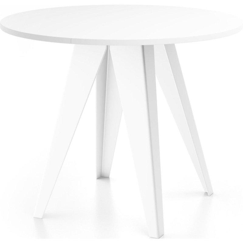 Beyaz Metal Ayaklı Açılabilir Yuvarlak Bohem Yemek Masası - 90-130 cm - 235672