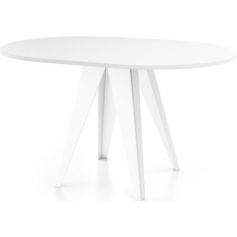 Beyaz Metal Ayaklı Açılabilir Yuvarlak Bohem Yemek Masası - 90-130 cm - 235672