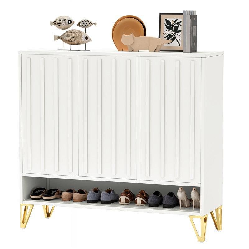 Beyaz Metal Ayarlanabilir Raflı Gold Delikli Ayaklı Ayakkabılık - 105x105x35 cm - 229161