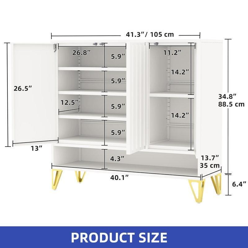 Beyaz Metal Ayarlanabilir Raflı Gold Delikli Ayaklı Ayakkabılık - 105x105x35 cm - 229161