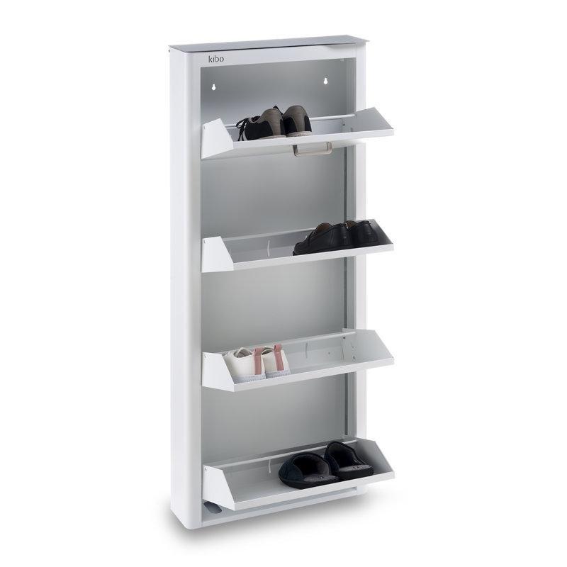 Beyaz Metal Duvara Monte Çekmeceli Düşer Kapaklı Ayakkabılık - 138x57x14 cm - 228252