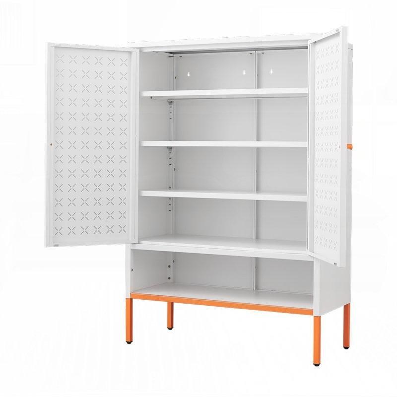 Beyaz Metal Havalandırmalı ve Ayarlanabilir Raflı Kelebek Kapaklı Ayakkabılık - 118x81x36 cm - 227850