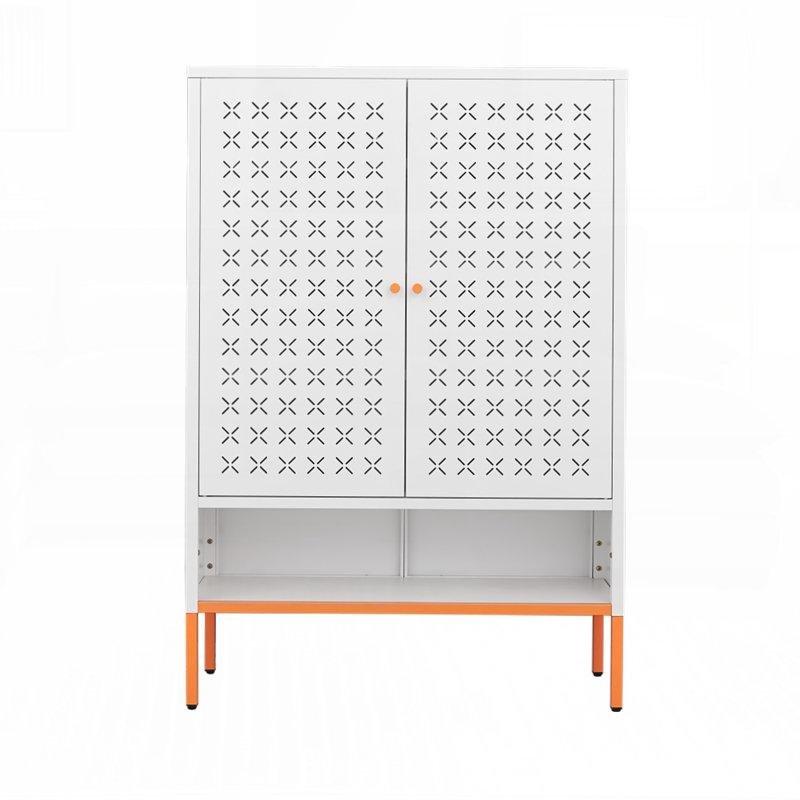 Beyaz Metal Havalandırmalı ve Ayarlanabilir Raflı Kelebek Kapaklı Ayakkabılık - 118x81x36 cm - 227850