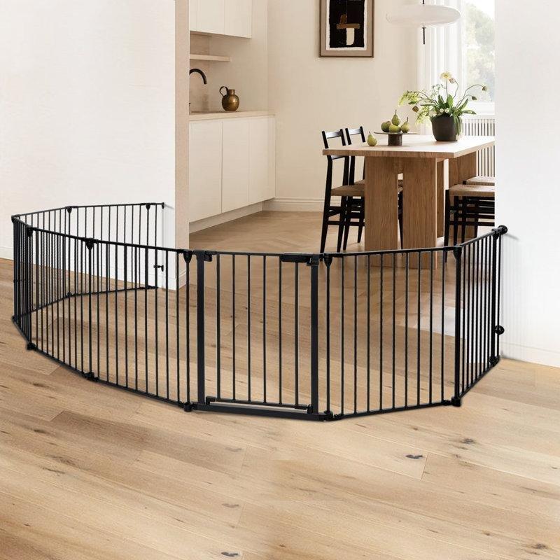 Beyaz Metal Katlanabilir 8 Panelli Otomatik Kapanır Bebek Çocuk Oyun Alanı - 503 cm - 181504