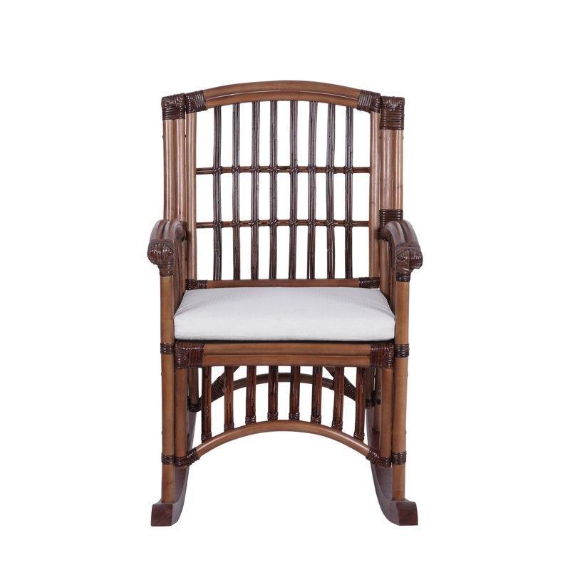 Beyaz Minderli El Örgüsü Rattan ve Masif Mango Ağacı Sallanan Sandalye - 218351