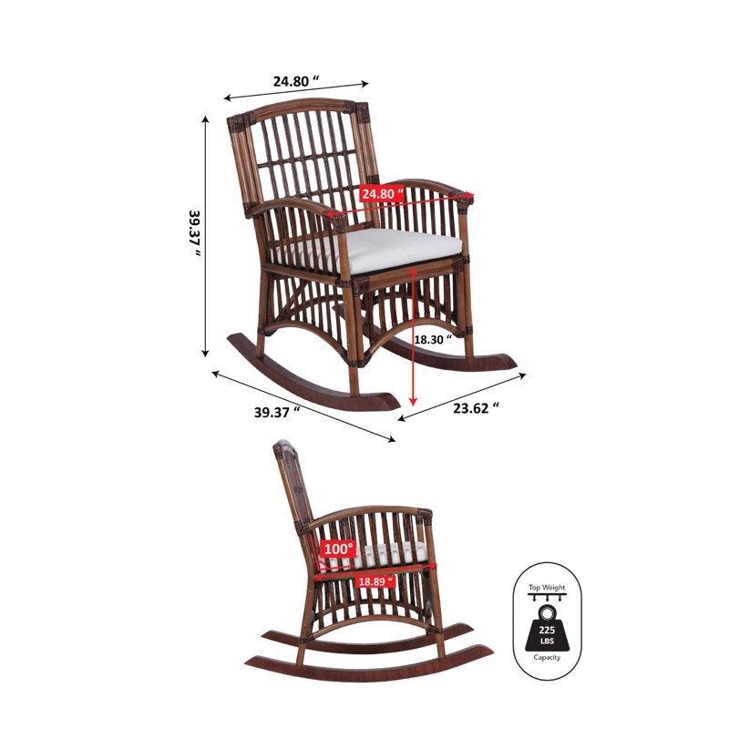 Beyaz Minderli El Örgüsü Rattan ve Masif Mango Ağacı Sallanan Sandalye - 218351