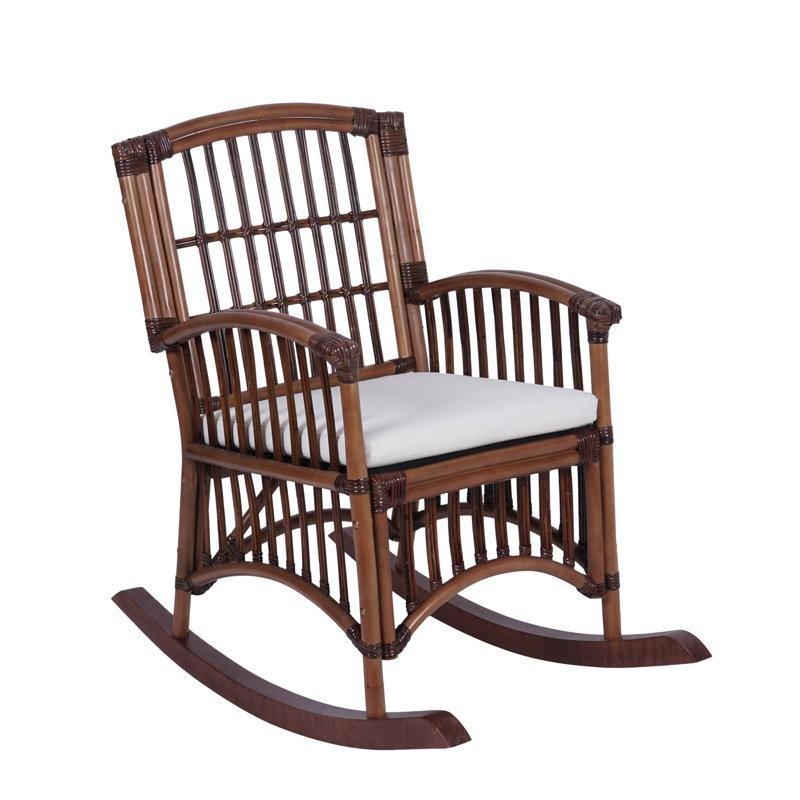 Beyaz Minderli El Örgüsü Rattan ve Masif Mango Ağacı Sallanan Sandalye - 218351