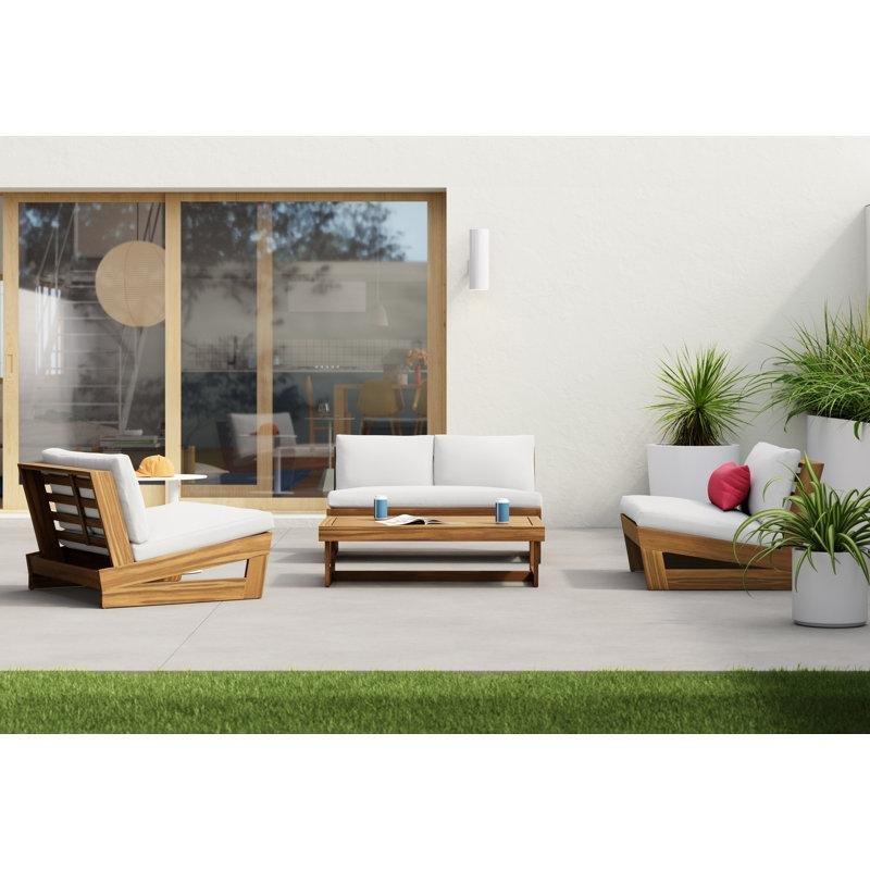 Beyaz Minderli Teak Masif Akasya Ahşap 4 Kişilik Palet Koltuk Takımı - 177403