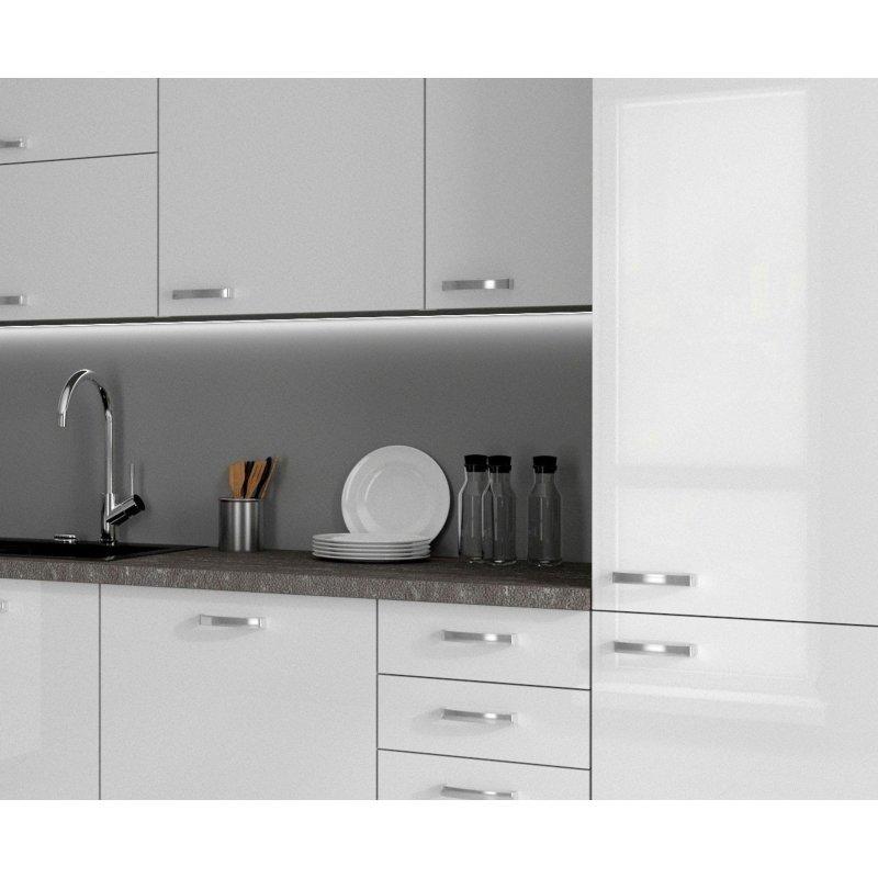 Beyaz Parlak ve Gri Mat Suntalam Frenli Kapaklı Köşe Mutfak Modeli - 210x330 cm - 185696