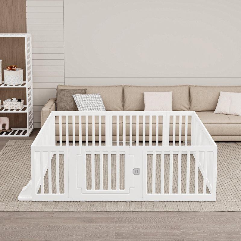 Beyaz Plastik Farklı Şekillerde Kurulabilen Aktivite Panelli Bebek Oyun Alanı Çiti - Yükseklik 77 cm - 181903