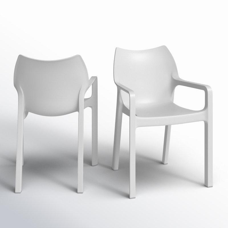 Beyaz Plastik İstiflenebilir Kollu Bahçe Sandalyesi 2li Set - 173776