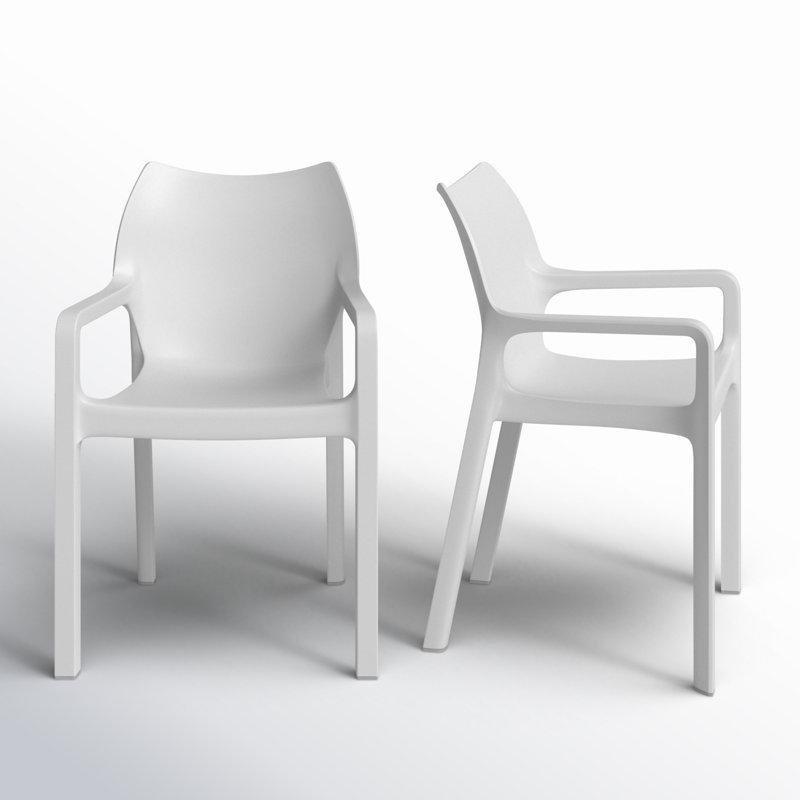Beyaz Plastik İstiflenebilir Kollu Bahçe Sandalyesi 2li Set - 173776