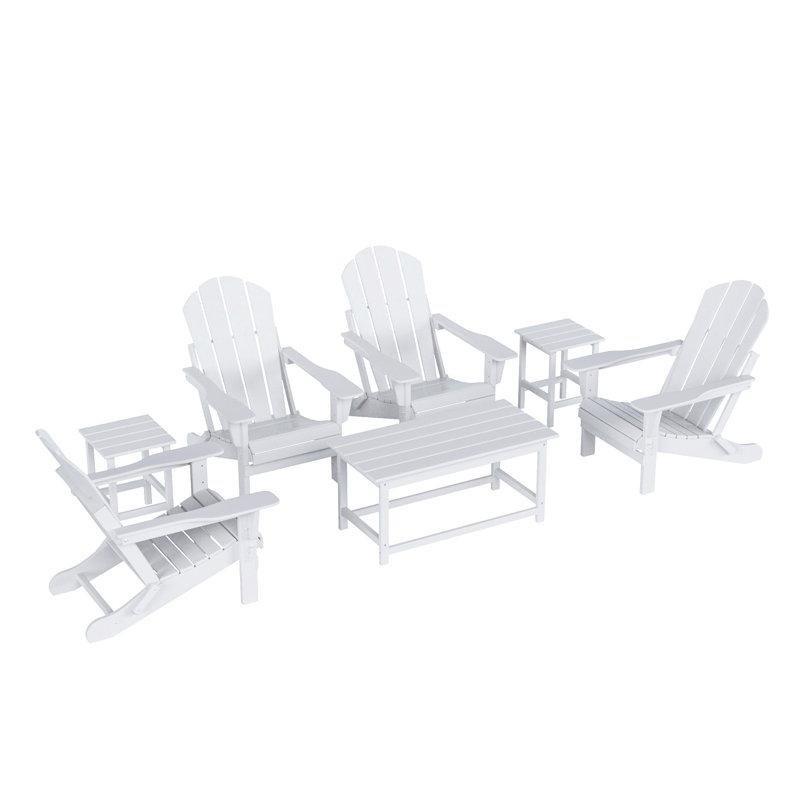 Beyaz Plastik Katlanabilir 7 Parça Adirondack Bahçe Takımı - 211785