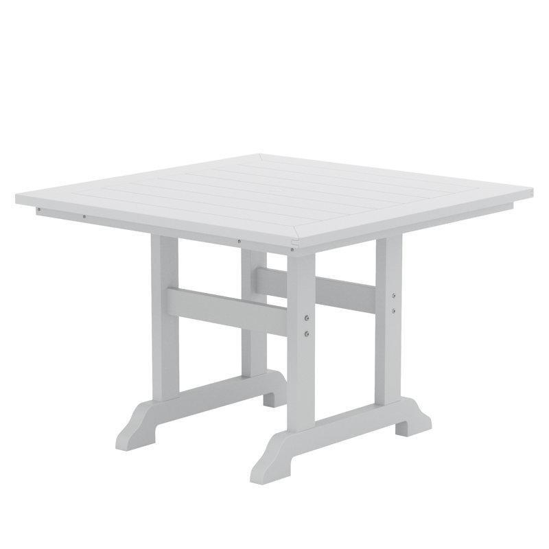 Beyaz Plastik Şemsiye Delikli 4 Kişilik Bahçe Masa Takımı - 110x110 cm - 216608