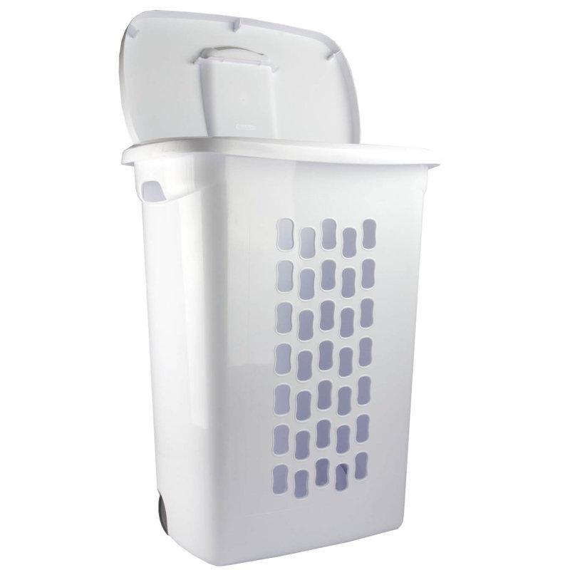 Beyaz Plastik Tekerlekli ve Çekme Kulplu 6lı Set Çamaşır Sepeti - 187878