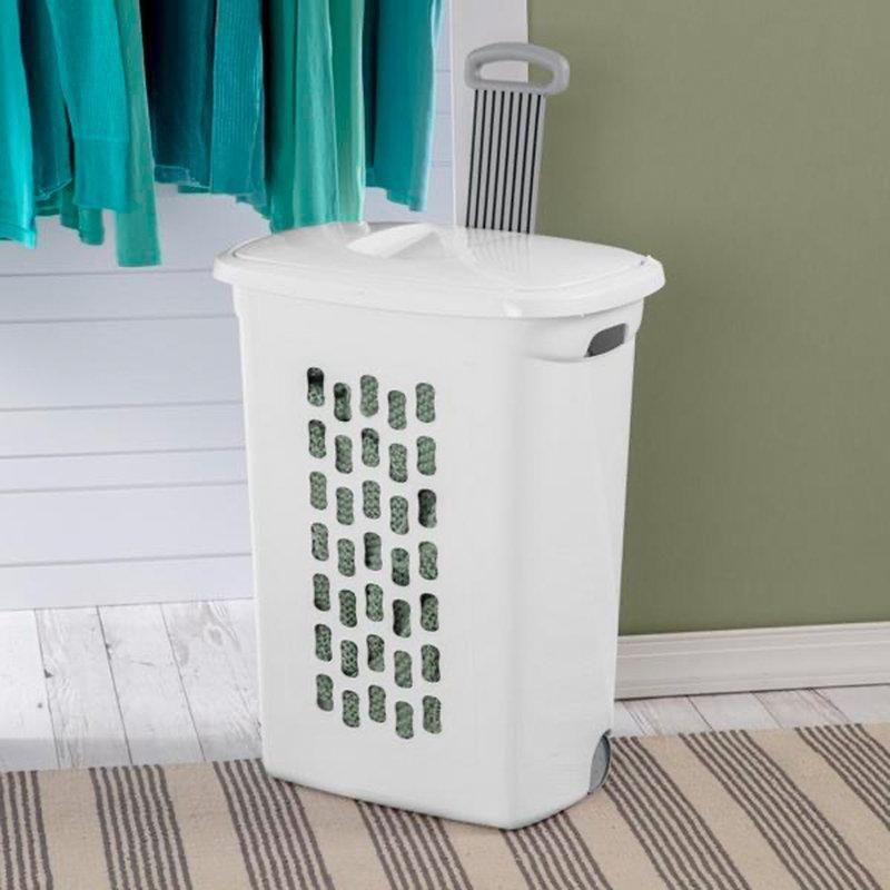 Beyaz Plastik Tekerlekli ve Çekme Kulplu 6lı Set Çamaşır Sepeti - 187878