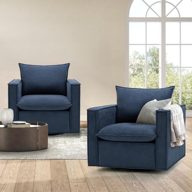 Beyaz Polyester Kumaş 360° Dönebilen 2li Set Tekli Koltuk - 202942