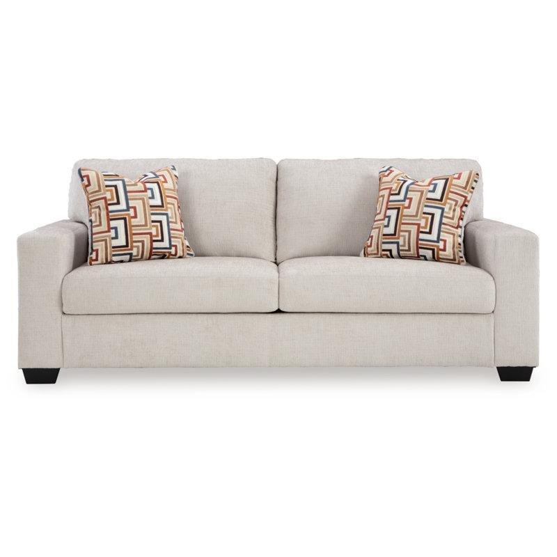 Beyaz Polyester Kumaş Metal İskeletli Hafızalı Sünger Yataklı Üçlü Koltuk - 216 cm - 197177