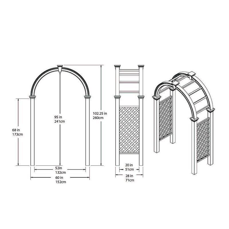 Beyaz PVC Kafes Detaylı Bahçe Kemeri - 153 cm - 179830