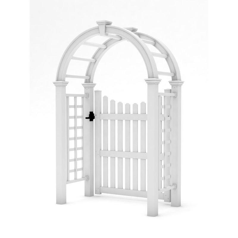 Beyaz PVC Kemerli ve Kafes Panelli Bahçe Kapısı - 153 cm - 172563