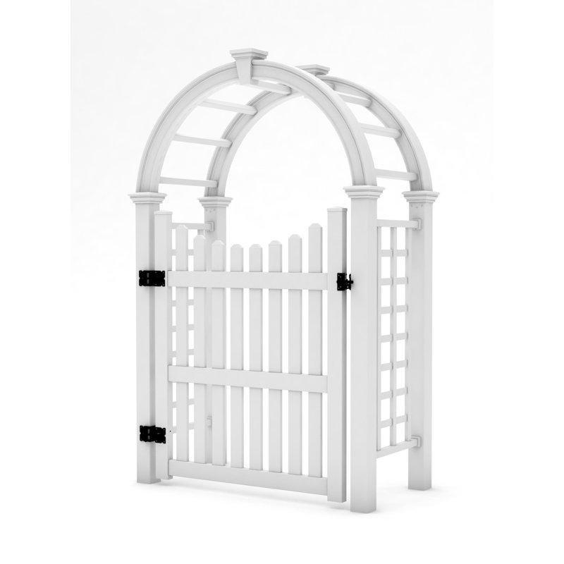Beyaz PVC Kemerli ve Kafes Panelli Bahçe Kapısı - 153 cm - 172563