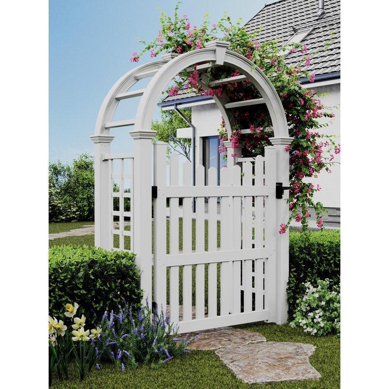Beyaz PVC Kemerli ve Kafes Panelli Bahçe Kapısı - 153 cm - 172563